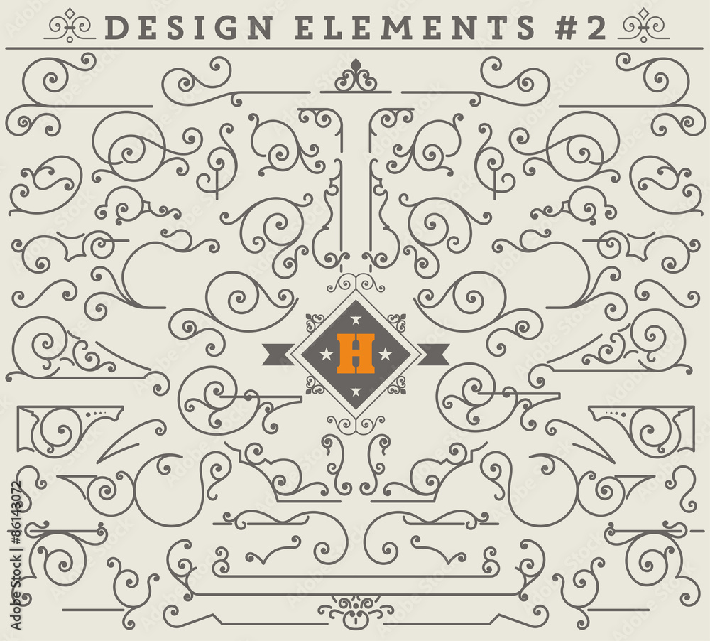 Wall mural Vintage Ornaments Decorations Design Elements 2.  Vector stock