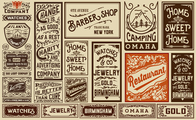 mega pack old advertisement designs and labels - Vintage illustr