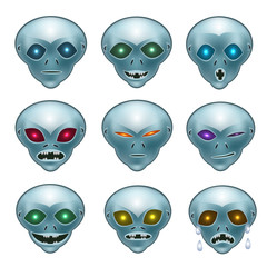 smiley grey aliens/ Grey aliens their desires and emotions faces show what they want: smile, laughter, anger, crying, suspicion, hatred, doubt.