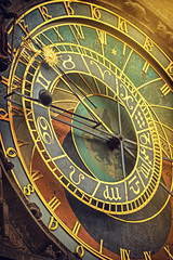 Fototapeta na wymiar Prague Astronomical Clock Detail Retro Toned