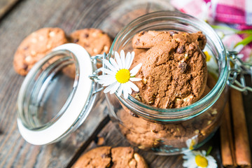 Chocolate cookies in a jar