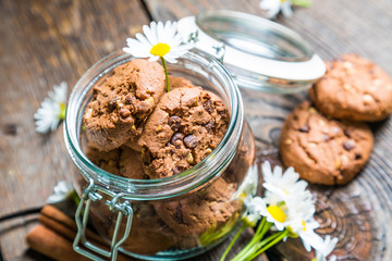 Chocolate cookies in a jar