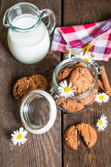 Chocolate cookies with milk