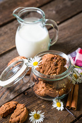 Chocolate cookies with milk
