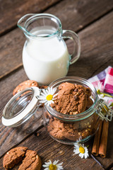 Chocolate cookies with milk