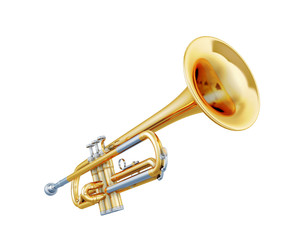 Obraz premium Trumpet isolated on a white