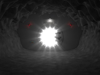 bunker entrance in cave