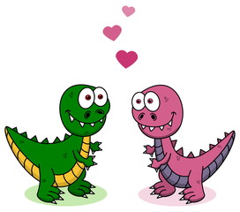 Fototapeta premium two love dinosaurs