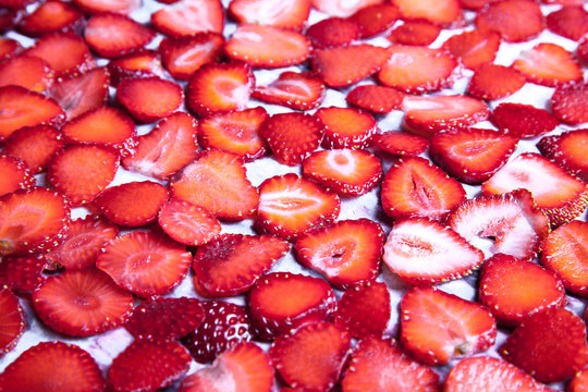 Sliced strawberries. fruit