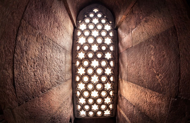 Window with sunglow in Qutub Minar