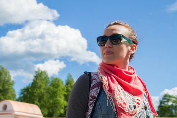 Young woman in outdoor recreation in sunglasses