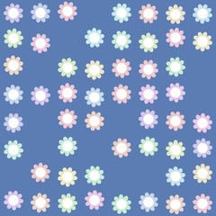 Seamless pattern with floral decor on blue