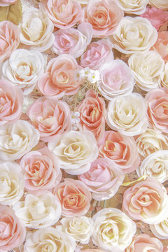 Rose fake flower  background, Soft Pastel Tone Effect