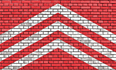 flag of Glamorgan painted on brick wall