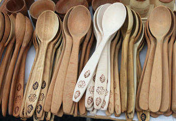 different wooden spoons