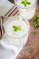 Mint Lassi a refreshing Indian yoghurt drink