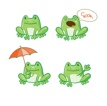 Set from six cartoons frogs, the sketch, doodle.