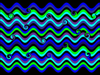 Wild blue-green waves