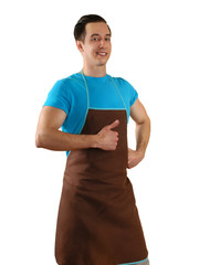 man in apron isolated on background