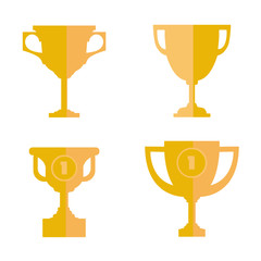 Cup award set vector icons flat
