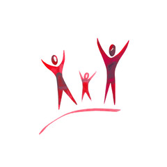 Fototapeta premium People for Peace family vector doodles icons in black and white logo