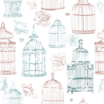 seamless pattern with cages