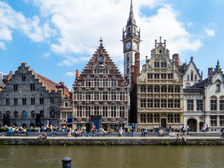 Fototapeta premium Embankment Graslei - the historic center of Ghent, Belgium