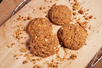 Cookies, snack mix, cereals with health benefits.