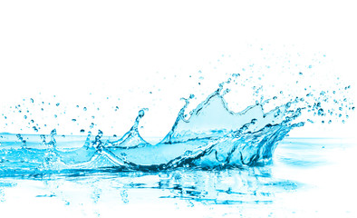 blue water splash, isolated on white background