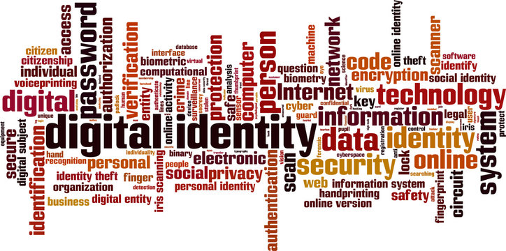 Digital identity word cloud concept. Vector illustration