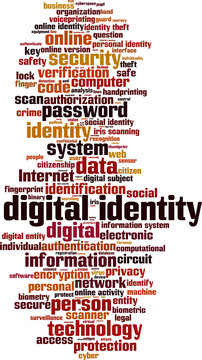 Digital identity word cloud concept. Vector illustration