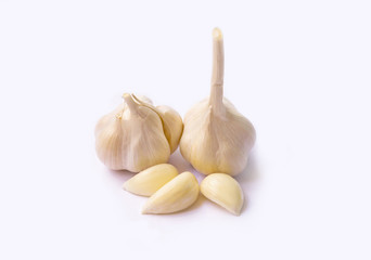 Garlic on white background