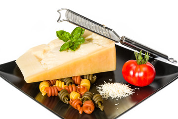 Cheese, pasta and tomato