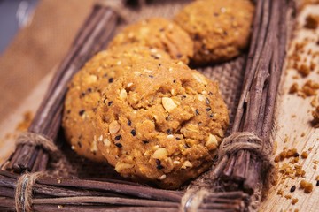 Cookies, snack mix, cereals with health benefits.