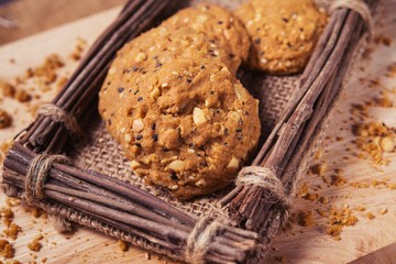 Cookies, snack mix, cereals with health benefits.