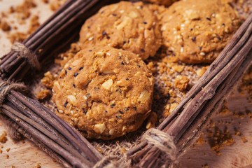 Cookies, snack mix, cereals with health benefits.