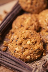 Cookies, snack mix, cereals with health benefits.