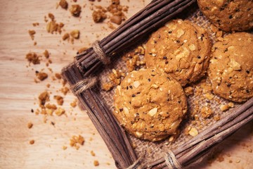 Cookies, snack mix, cereals with health benefits.
