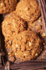 Cookies, snack mix, cereals with health benefits.