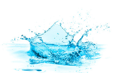 blue water splash with a crown shaped pattern