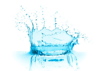 blue water splash with a crown shaped pattern