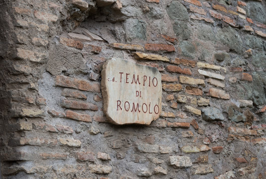 Temple of Romolus - sign