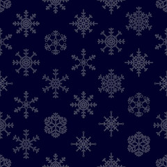 various types of outline white snowflakes seamless pattern eps10