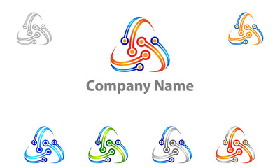 technology, tech, it, electronic, connect, vector, logo, design