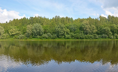 Lovat river valley at sunny day. Russia, Novgorod region