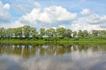 Lovat river valley at sunny day. Russia, Novgorod region