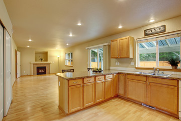 Classic kitchen with hardwood floor.