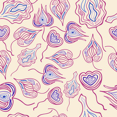 Abstract vector seamless pattern. Multicolored abstract shapes and flowers. Backgrounds & textures shop