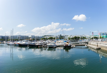 Fototapeta na wymiar Luxury yacht in the port