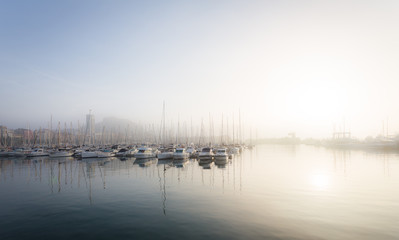 Beautiful sea port with yachts and boats